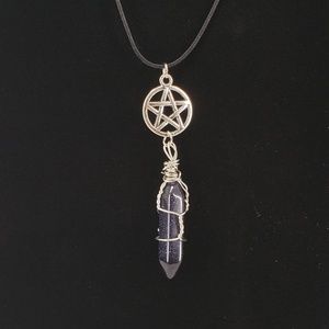 Pentagram and Crystal pendant w/ Cord